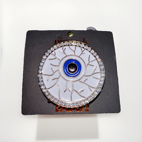 Piper K Evil Eye Hair Clip Claw Halloween 3" Round Boo Scary Rhinestone Gold - Picture 1 of 3